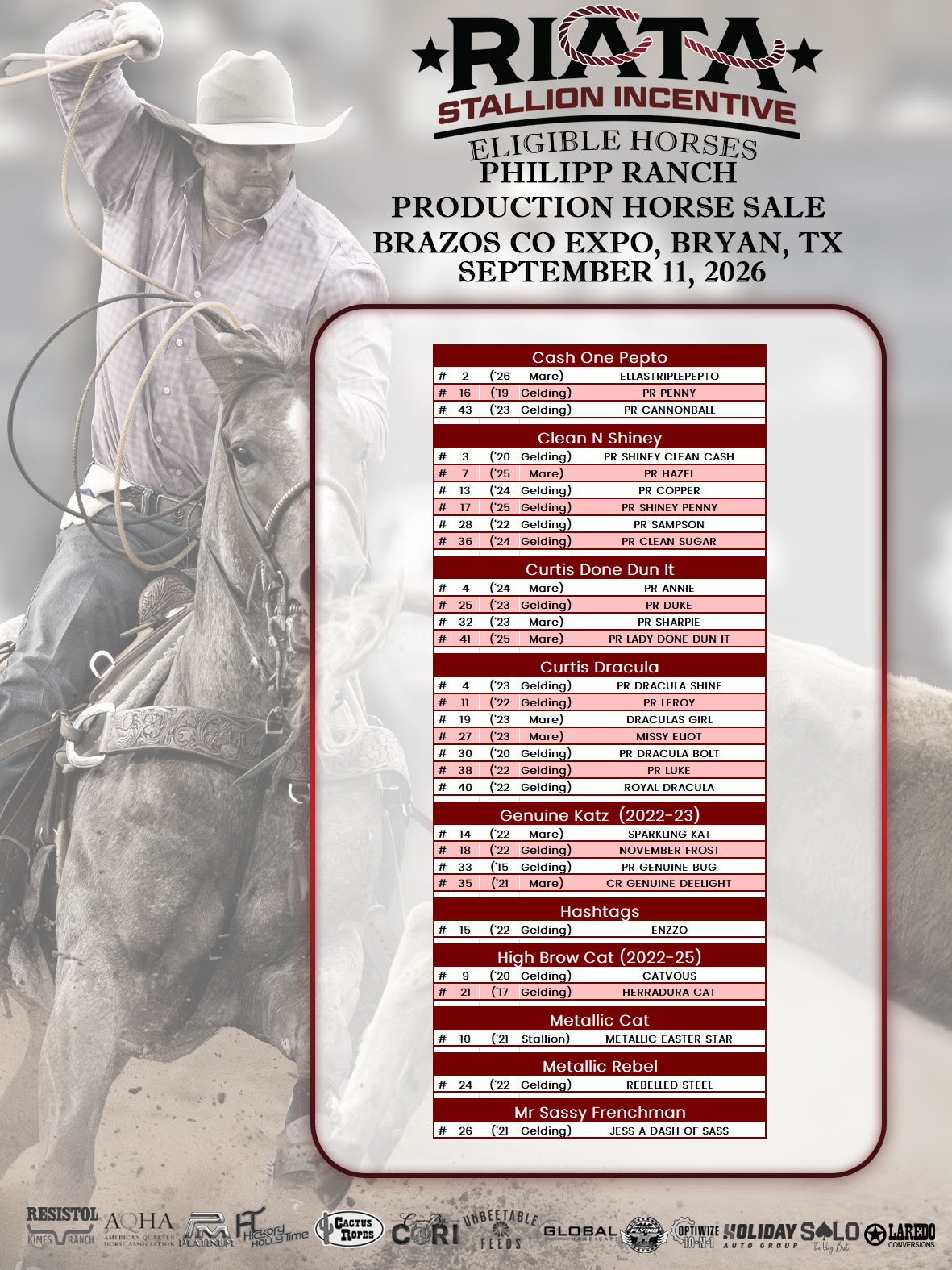Event Ad for 14th Annual Philipp Ranch Horse Sale