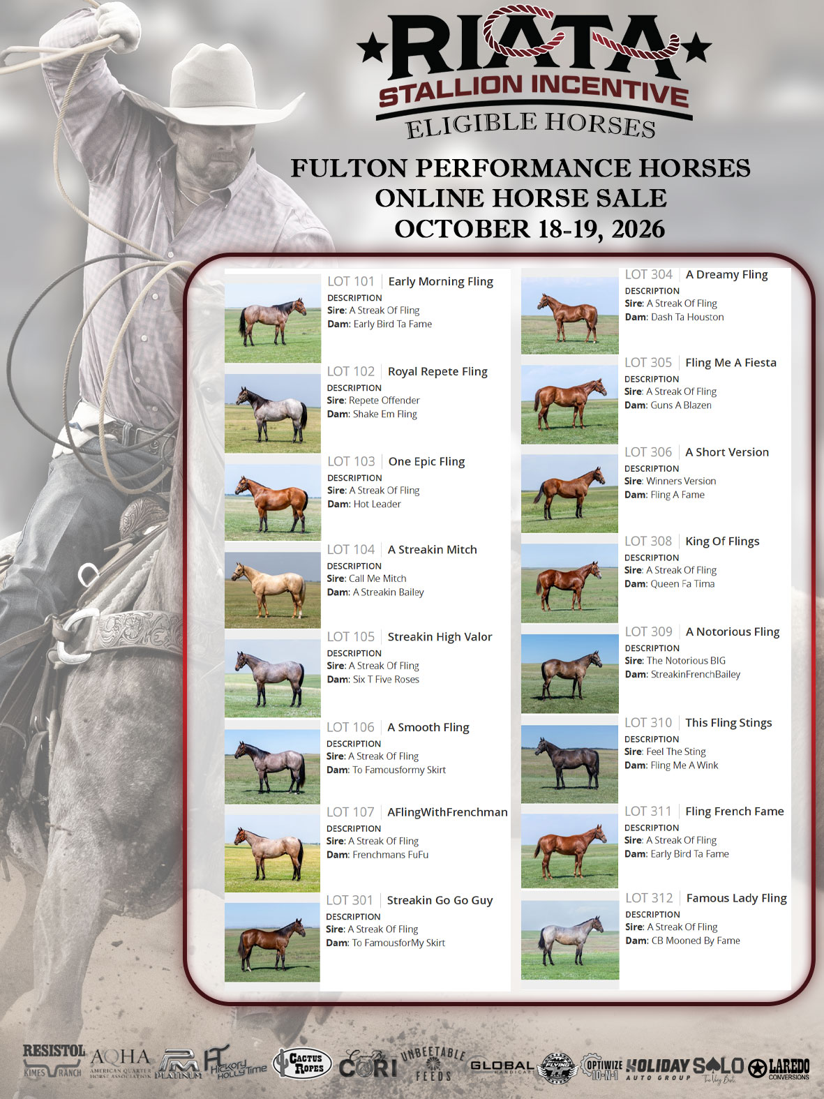 Event Ad for Fulton Performance Horses Online Sale